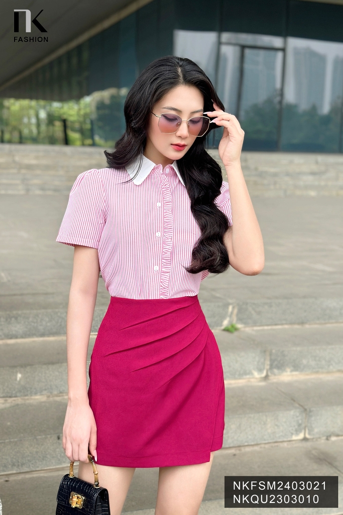 Áo Sơ Mi Nữ NK Fashion Công Sở Thiết Kế Cổ Điệu, Thời Trang, Chất Vải Nhập Hàn Cao Cấp NKFSM2403021  Trẻ Trung, Tôn Dáng