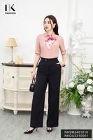 Quần Ống Rộng Cá Sườn Cúc Bọc Viền, Thanh Lịch NKQU2310001