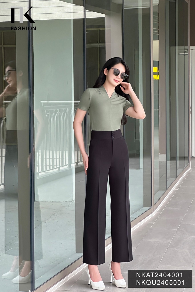Quần Cạp To 3 Cúc Bọc NK Công Sở Nữ Thanh Lịch Vải Mềm Mịn Cao Cấp NKQU2405001
