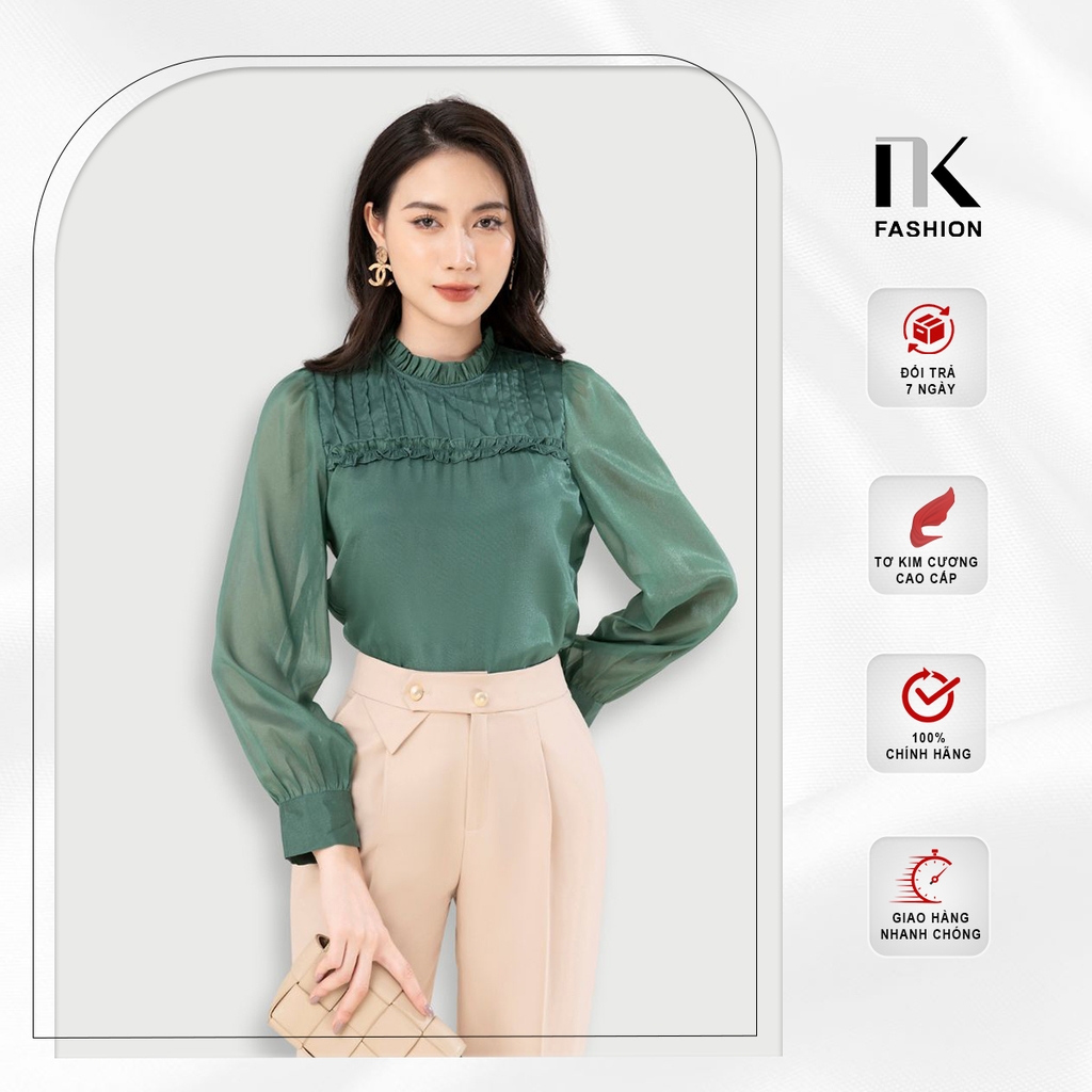 NK FASHION Áo Sơ Mi Dài Tay Bèo Ngực NKSM2210001