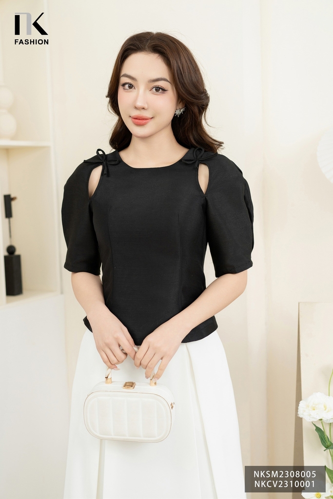 NK FASHION Áo Sơ Mi Xẻ Nách Nơ Quyến Rũ, Cuốn Hút NKSM2308005