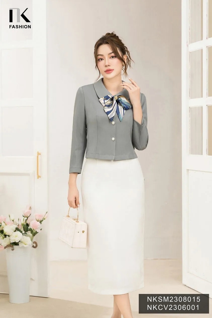 Áo Kí Giả Cổ Sen Thanh Lịch NKSM2308015