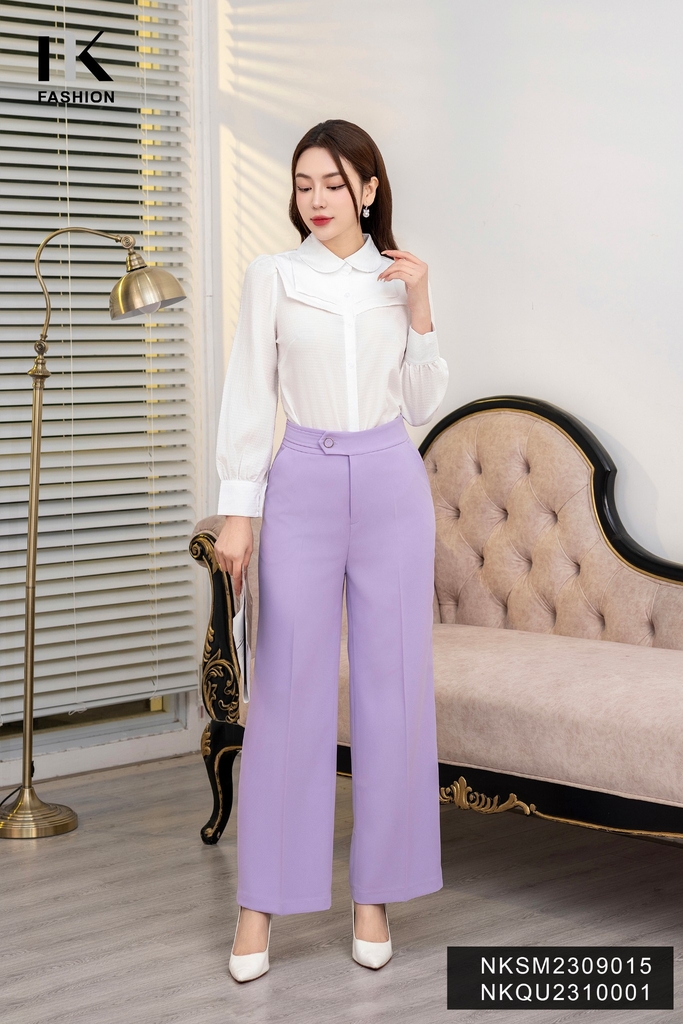 NK FASHION Áo Sơ Mi Cổ Sen Đô Kép Thanh Lịch, Nữ Tính NKSM2309015