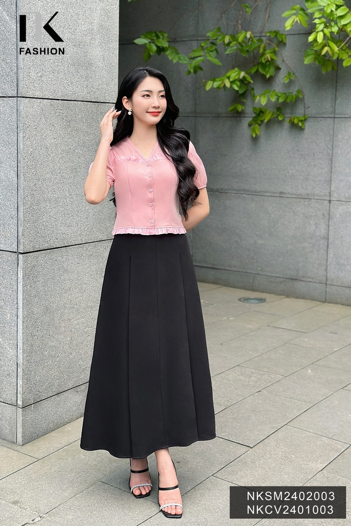 Áo Sơ Mi Phối Tơ  Tiểu Thư NK Fashion Công Sở Nữ, Cách Điệu, Thanh Lịch, Trẻ Trung NKSM2402003