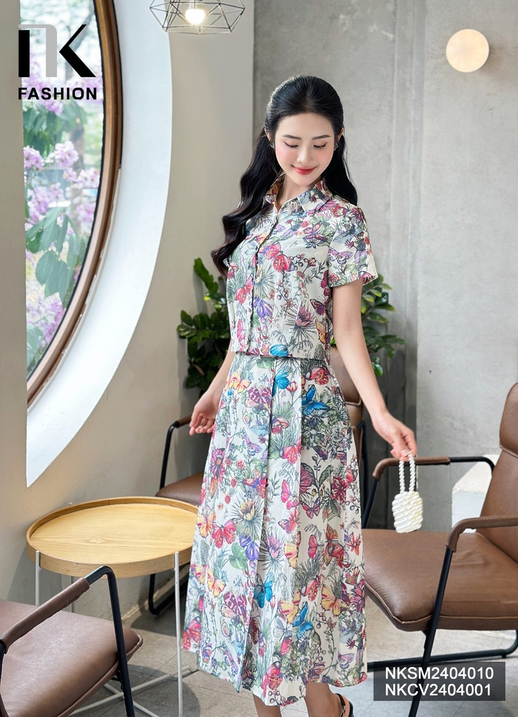NK Fashion Áo Sơ Mi Thơ Hoa Dior Sang Chảnh, Nữ tính NKSM2404010 ( Không kèm chân váy)
