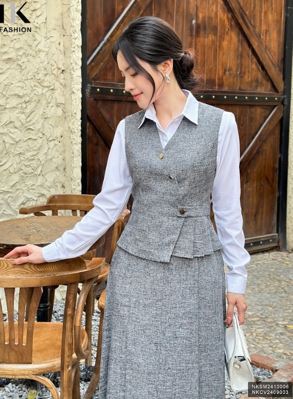Áo Ghile xước xếp eo sang xịn ghép set công sở lịch sự NKSM2410006 ( Ko kèm CV - PK )