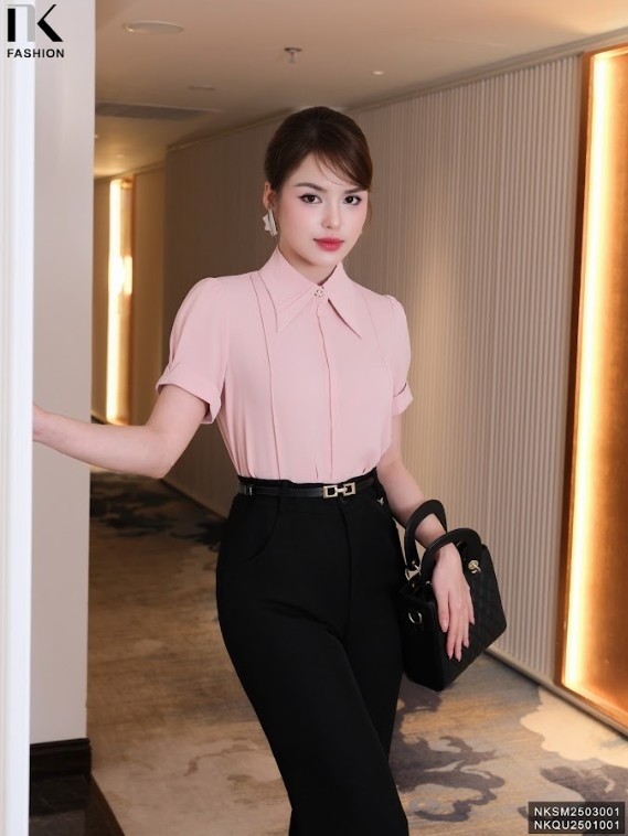 Sơ mi cổ đức mí cổ dọc thân, trẻ trung, dễ mặc NKSM2503001