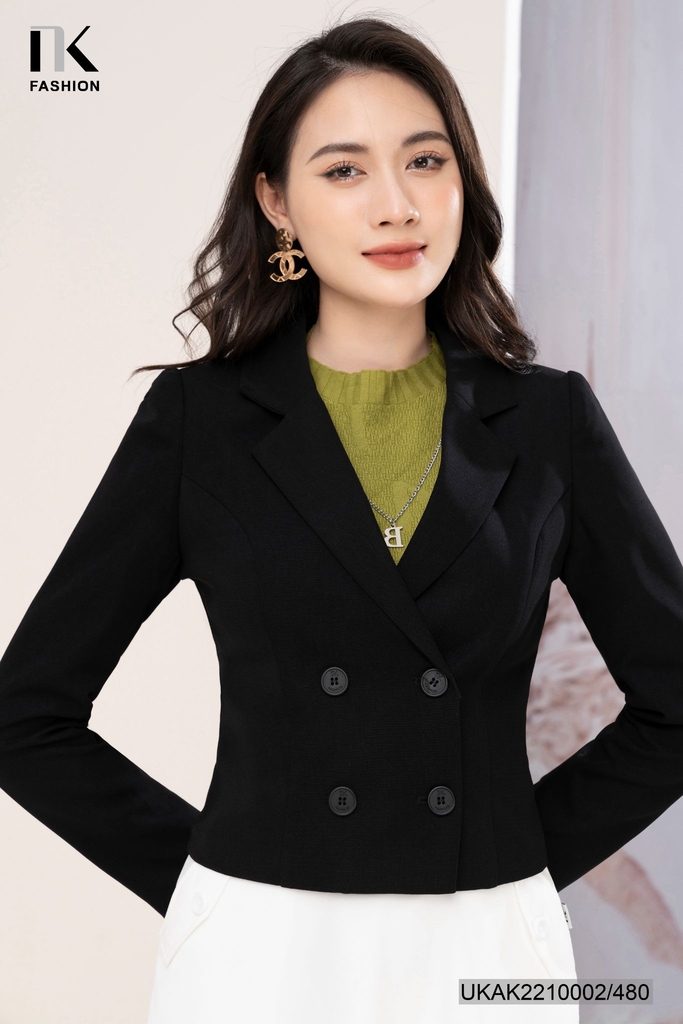 Áo Vest Nữ Công Sở 4 Cúc Croptop Thời Trang Hàn Quốc Cao Cấp Uk Fashion UKAK2210002 Dáng Ngắn Chất Liệu Cao Cấp