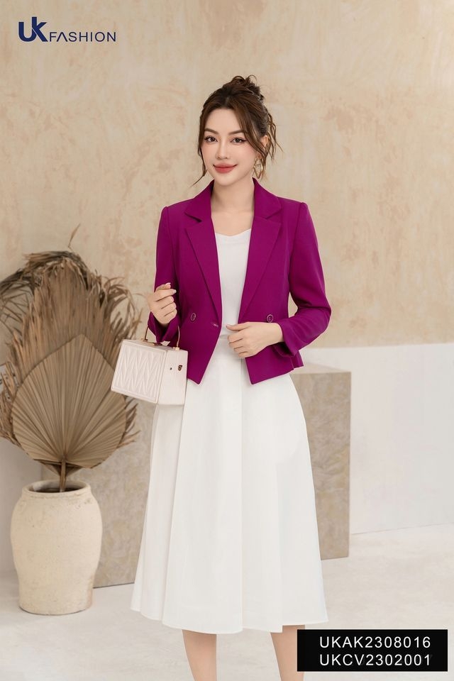 Áo Vest 1 Lớp NK Fashion 2 Cúc Bọc Viền UKAK2308016 Thời Trang Công Sở Nữ, Sang Trọng, Vải Cao Cấp, Lên Form Đứng Dáng