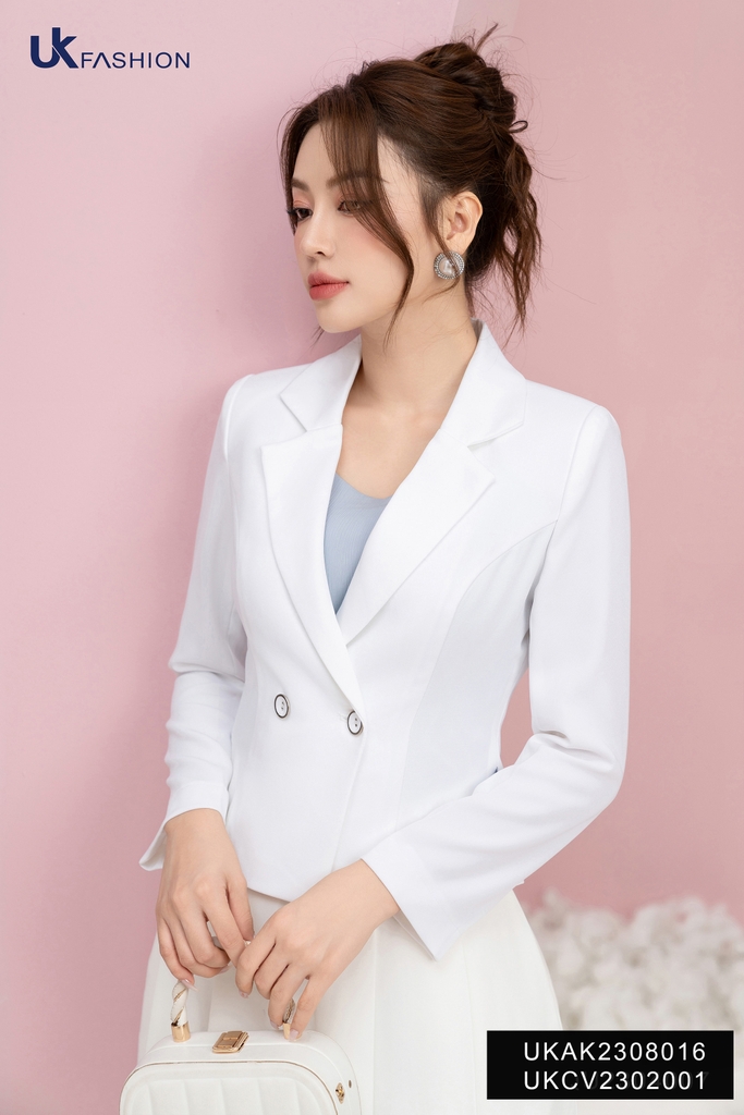 Áo Vest 1 Lớp NK Fashion 2 Cúc Bọc Viền UKAK2308016 Thời Trang Công Sở Nữ, Sang Trọng, Vải Cao Cấp, Lên Form Đứng Dáng