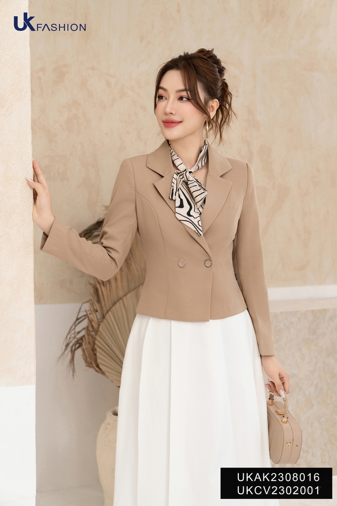 Áo Vest 1 Lớp NK Fashion 2 Cúc Bọc Viền UKAK2308016 Thời Trang Công Sở Nữ, Sang Trọng, Vải Cao Cấp, Lên Form Đứng Dáng