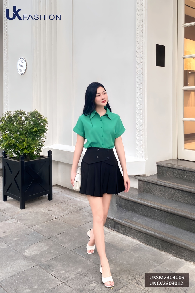 Áo Sơ Mi Nữ UK Fashion Cổ Đức Vai Chờm Chất Vải Mềm Mịn Thoáng Mát Phù Hợp Đi Làm Đi Chơi UKSM2304009