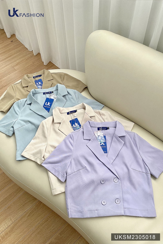 Áo Sơ Mi Ngắn Tay UK FASHION Thiết Kế Cổ Ve 4 Cúc Phối 2 Bên Thanh Lịch Chất Vải Nhập Hàn Cao Cấp UKSM2305018