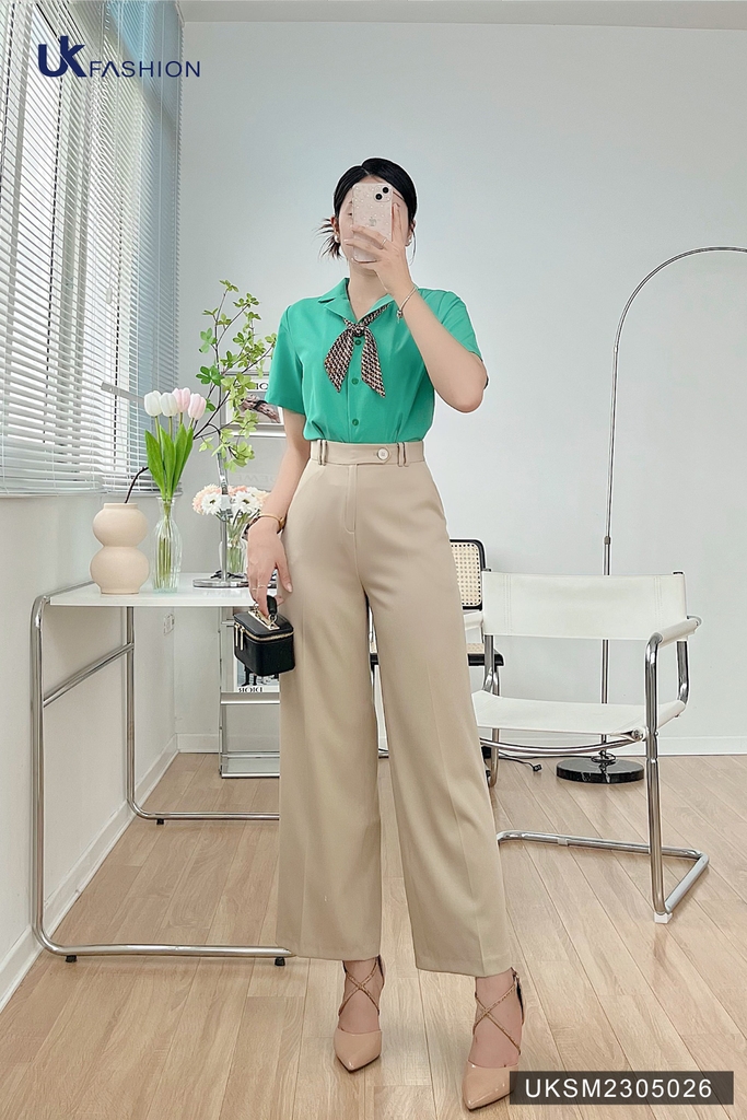 Áo Sơ Mi Ngắn Tay UK FASHION Thiết Kế Cổ Ve Thanh Lịch Chất Vải Nhập Hàn Cao Cấp UKSM2305026