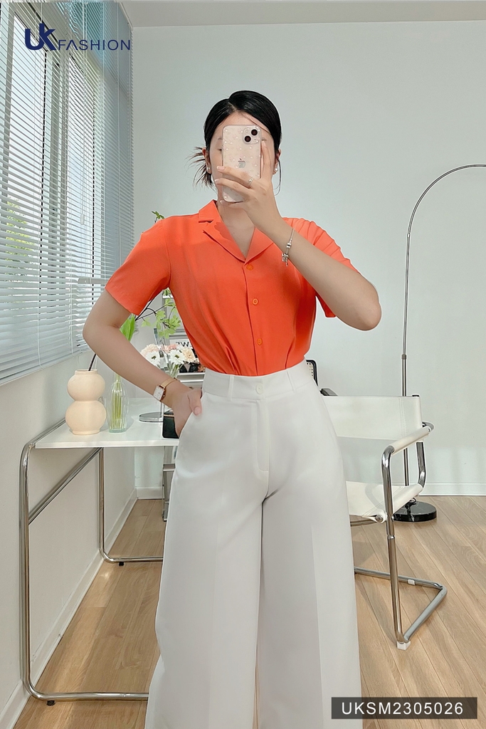 Áo Sơ Mi Ngắn Tay UK FASHION Thiết Kế Cổ Ve Thanh Lịch Chất Vải Nhập Hàn Cao Cấp UKSM2305026