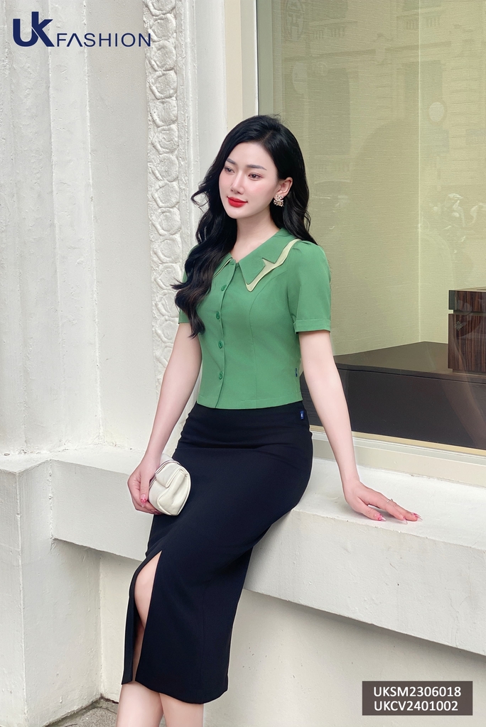 Áo Sơ Mi Cổ Kép UK Fashion Chất Liệu Cao Cấp, Lên Form Đứng Dáng. trẻ trung cho các nàng công sở UKSM2306018
