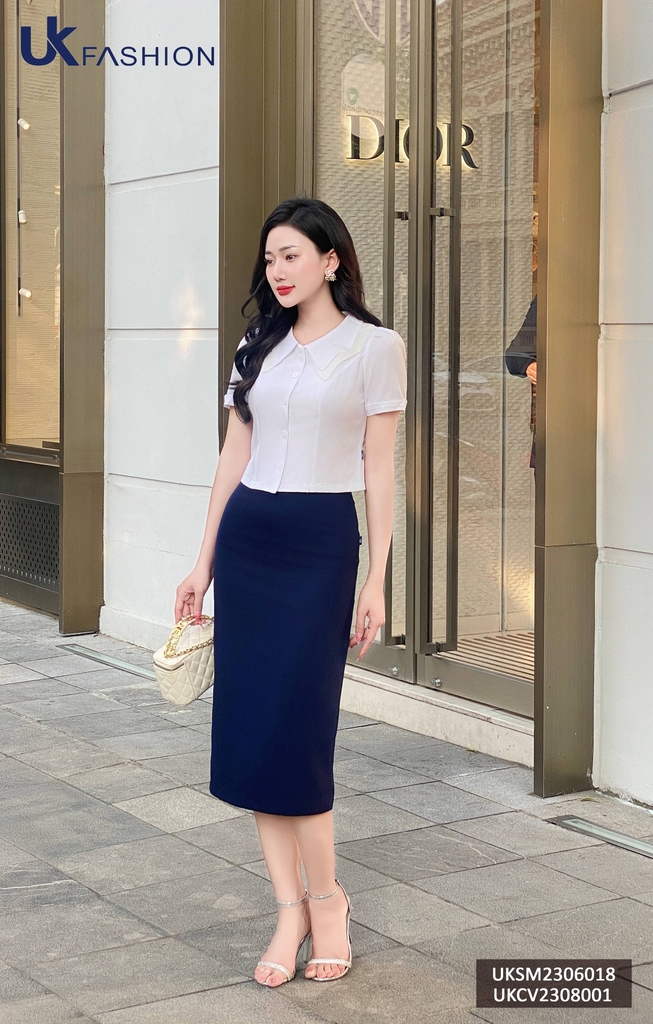 Áo Sơ Mi Cổ Kép UK Fashion Chất Liệu Cao Cấp, Lên Form Đứng Dáng. trẻ trung cho các nàng công sở UKSM2306018