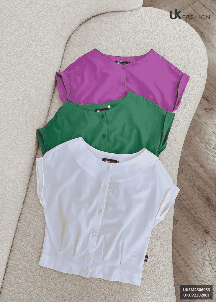 Áo Sơ Mi Vai Chờm Cổ Thiền UK Fashion, Kiểu Dáng Trẻ Trung, Chất Liệu Cao Cấp, Siêu Mềm Mịn UKSM2306033