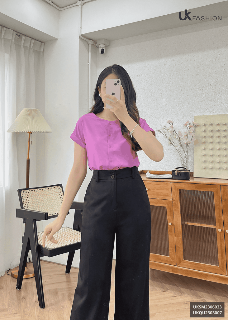 Áo Sơ Mi Vai Chờm Cổ Thiền UK Fashion, Kiểu Dáng Trẻ Trung, Chất Liệu Cao Cấp, Siêu Mềm Mịn UKSM2306033