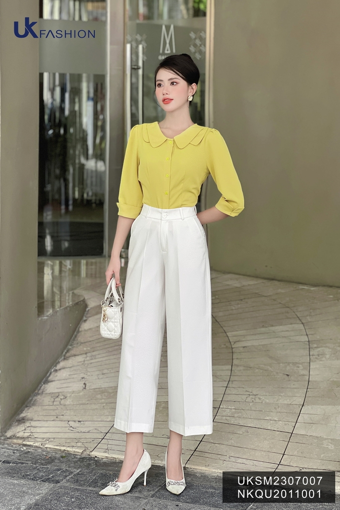 Áo Sơ Mi Cổ Kép Tròn Nẹp Cúc UK Fashion Chất Liệu Cao Cấp, Lên Form Đứng Dáng UKSM2307007