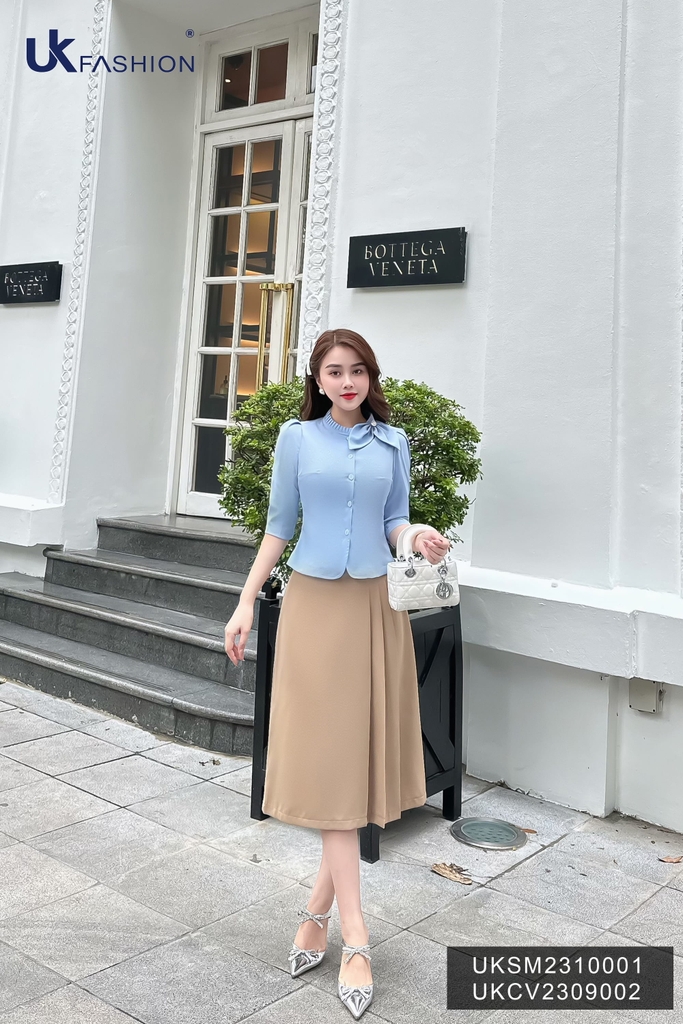 Chân Váy A Xếp Cá Sườn Dáng Dài UKCV2309002 Thương Hiệu NK Fashion Công Sở Nữ Sang Trọng, Trẻ Trung, Thanh Lịch