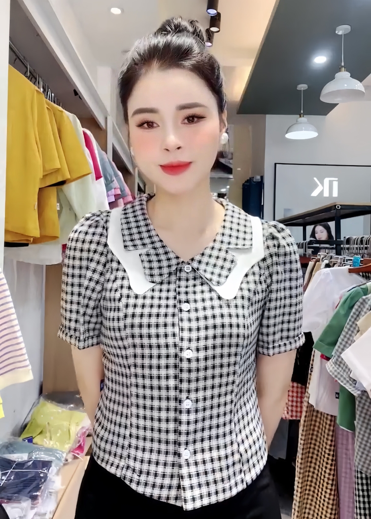 Áo Sơ Mi UK Fashion Công Sở Thiết Kế Cổ Kép, Họa Tiết Hoa Nhẹ Nhàng, Thanh Lịch, Nữ Tính UKSM2406007