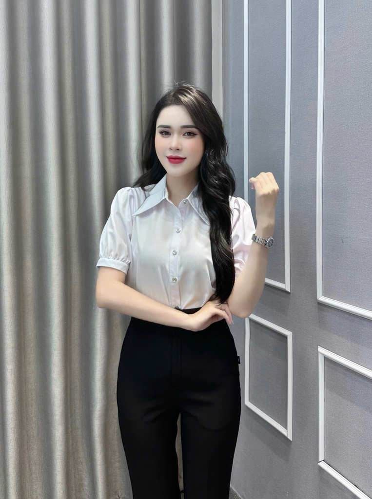 Áo Sơ Mi Tay Lỡ Cổ Đức Kiểu UK Fashion Thanh Lịch, Nữ Tính Vải Mềm Mịn UKSM2407009