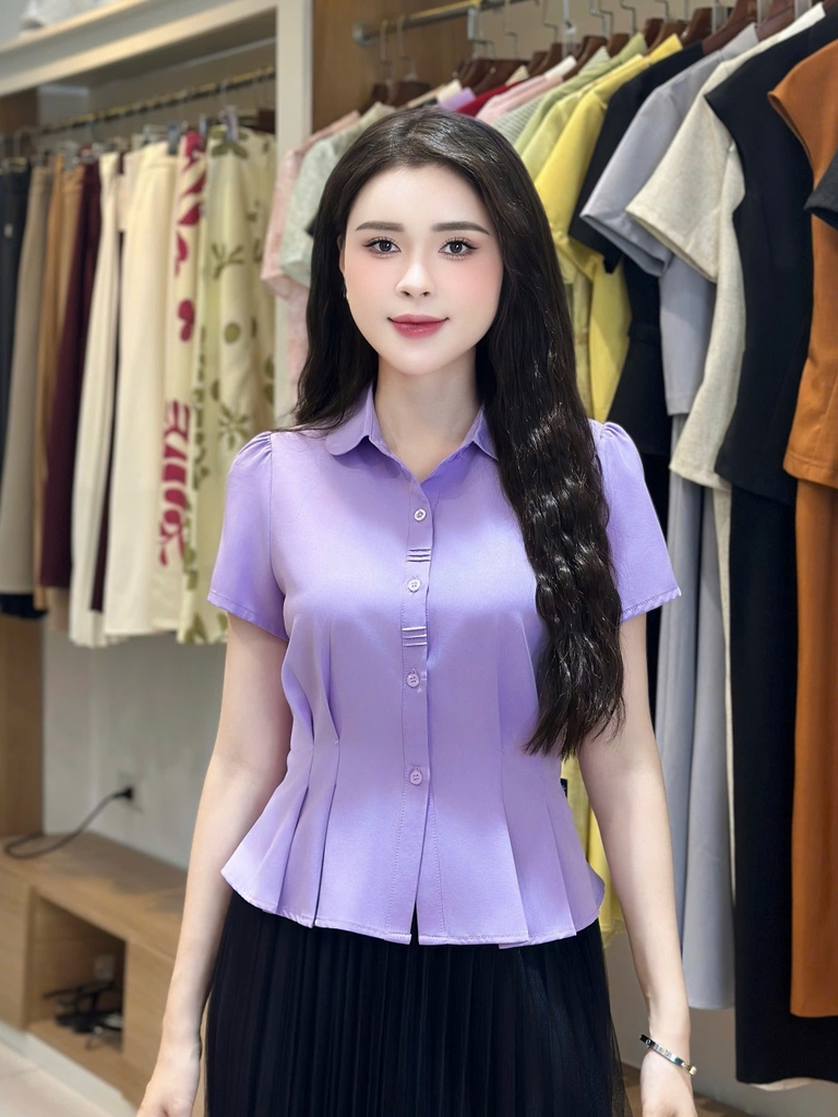 Sơ mi cổ đức súp kép dễ mặc, điệu đà UKSM2504019