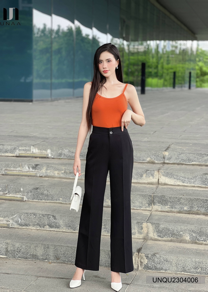 Quần Ống Rộng Nữ Cạp Cao Thết Kê Ống Suông Unaa Fashion Che Khuyết Điểm Cực Tốt, Dễ Dàng Mix & Match Đồ UNQU2304006