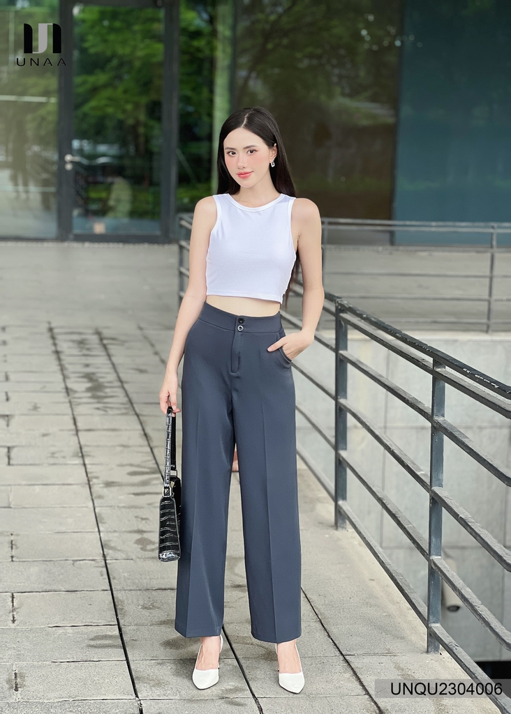 Quần Ống Rộng Nữ Cạp Cao Thết Kê Ống Suông Unaa Fashion Che Khuyết Điểm Cực Tốt, Dễ Dàng Mix & Match Đồ UNQU2304006