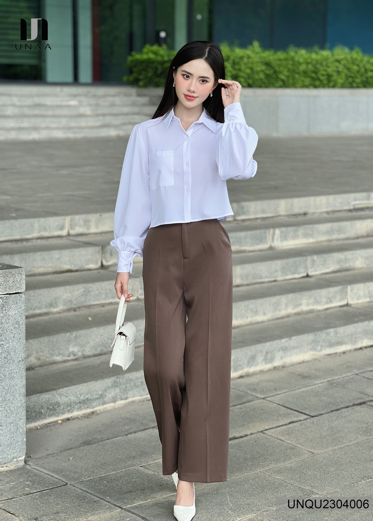 Quần Ống Rộng Nữ Cạp Cao Thết Kê Ống Suông Unaa Fashion Che Khuyết Điểm Cực Tốt, Dễ Dàng Mix & Match Đồ UNQU2304006