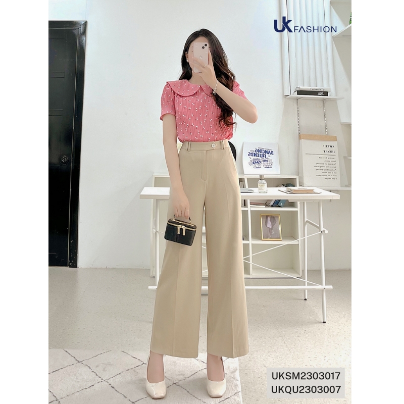 Quần Dáng Xuông NK Fashion Thiết Kế Ống Rộng Kiểu Dáng Đơn Giản Thanh Lịch Chất Vải Thoáng Mát Mềm Mịn UKQU2303007