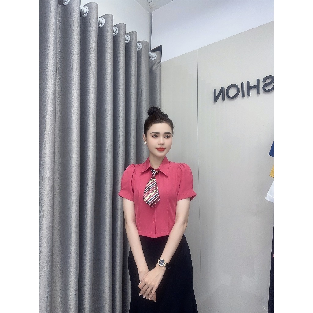 UK Fashion Áo Sơ Mi Cổ Đức 7 Mảnh Ly Súp Trẻ Trung, Nữ Tính UKSM2402002