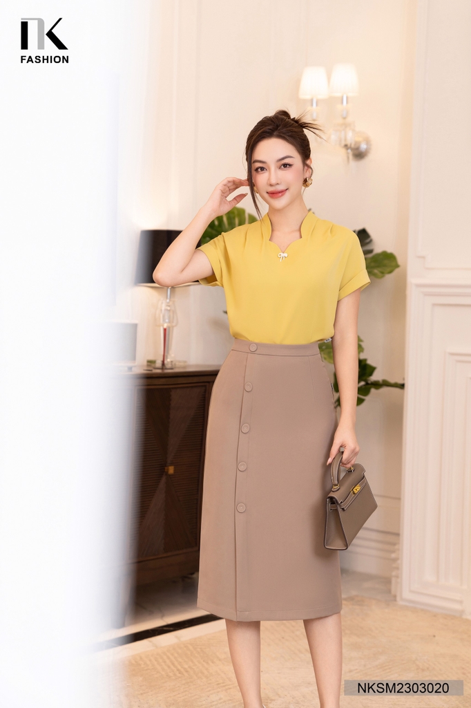 Áo Sơ Mi Lụa Dáng Suông Cổ Neo Song NKSM2303020