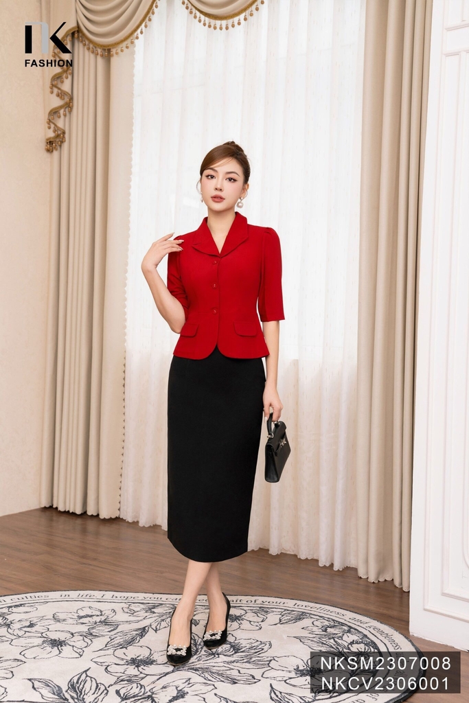Áo Sơ Mi Tay Lỡ Cổ Vê Nắp Túi Thanh Lịch NKSM2307008