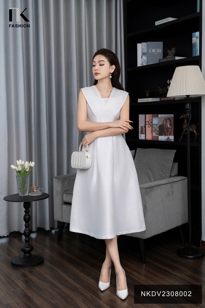 Đầm Gấm Xòe Xếp Vai 2 Lớp NK Fashion Thời Trang, Sang Trọng, Quý Phái NKDV2308002
