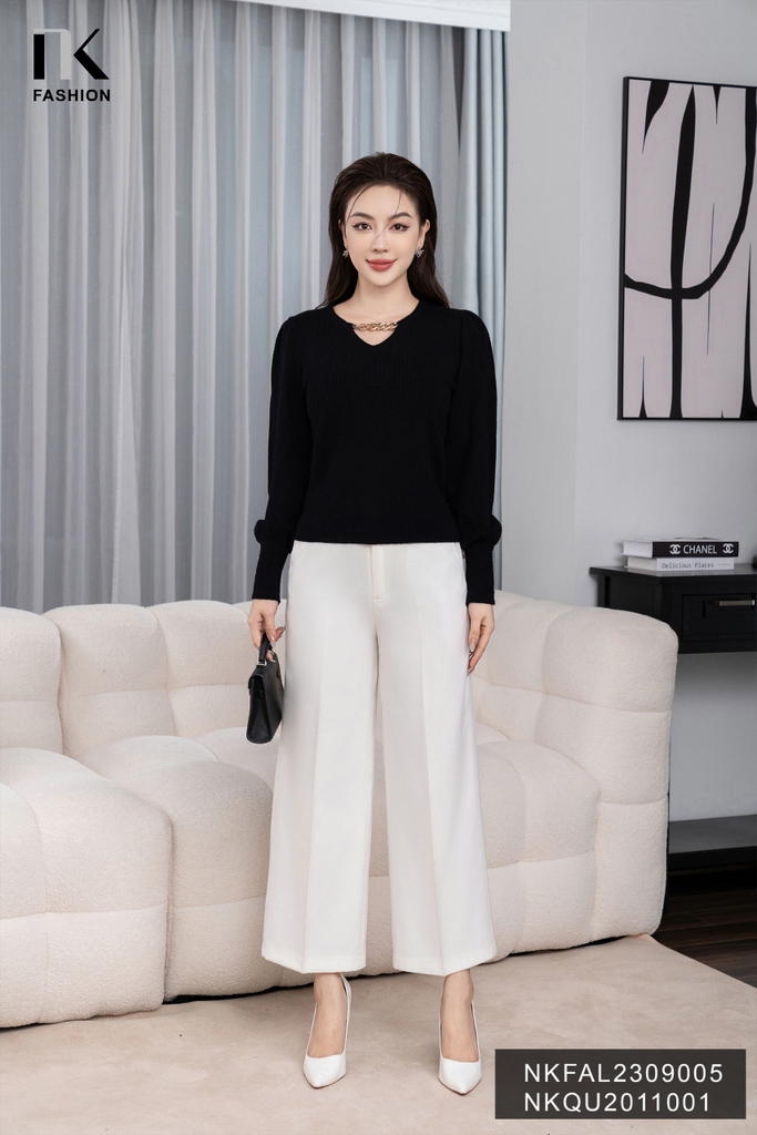 Áo Len dài Tay NK Fashion Phụ Kiện Xích Trendy NKFAL2309005