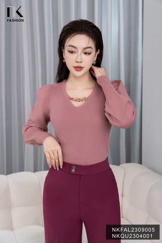 Áo Len dài Tay NK Fashion Phụ Kiện Xích Trendy NKFAL2309005