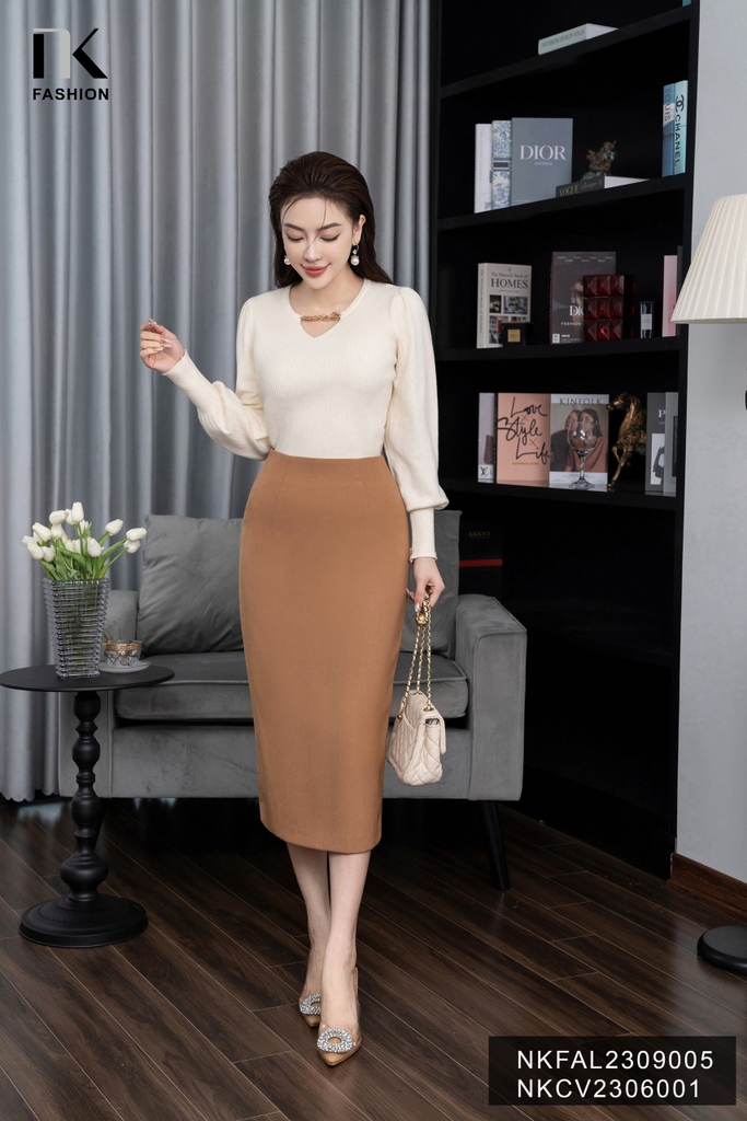 Áo Len dài Tay NK Fashion Phụ Kiện Xích Trendy NKFAL2309005