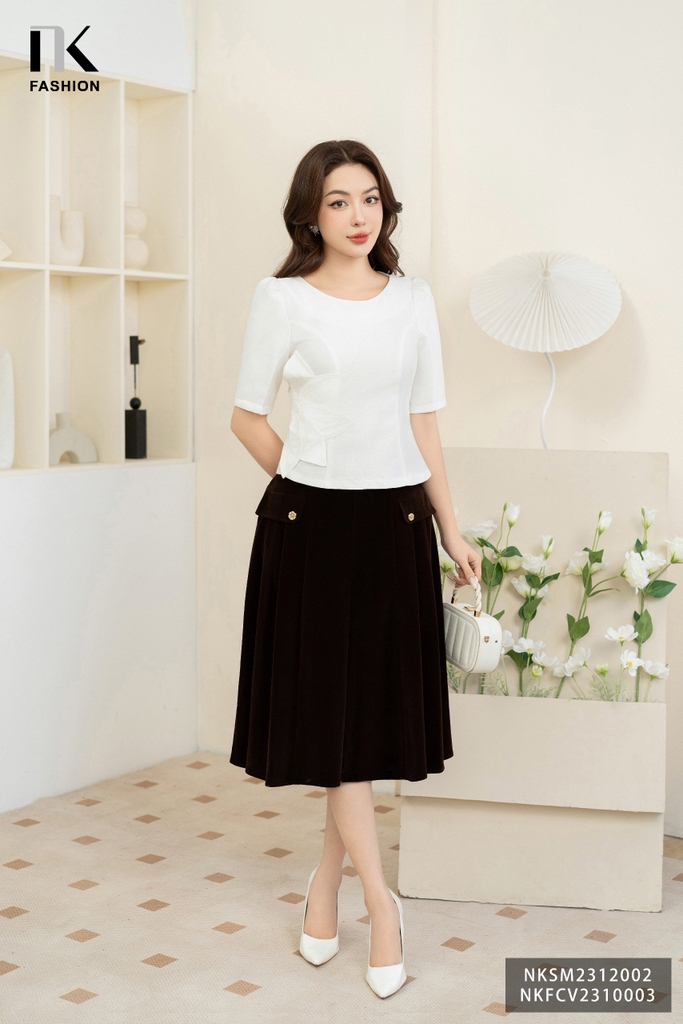Áo Sơ Mi Hoa Dập Eo Điệu Đà, Cuốn Hút NKSM2312002