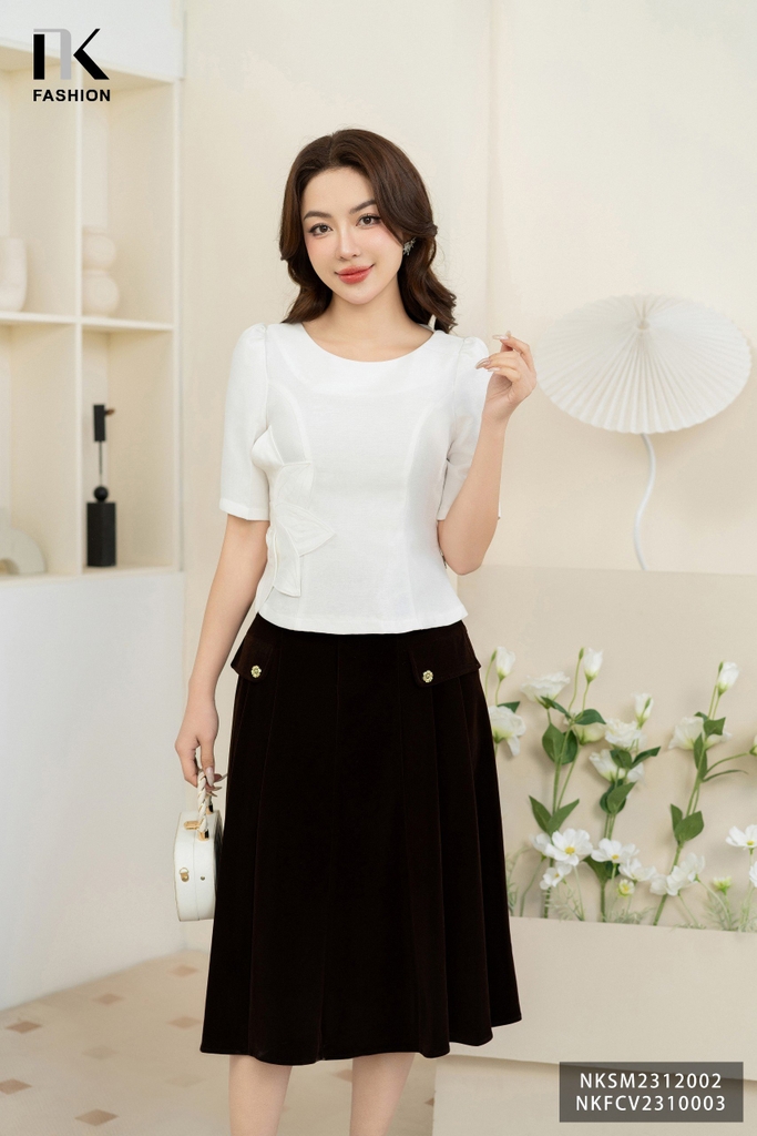 Áo Sơ Mi Hoa Dập Eo Điệu Đà, Cuốn Hút NKSM2312002