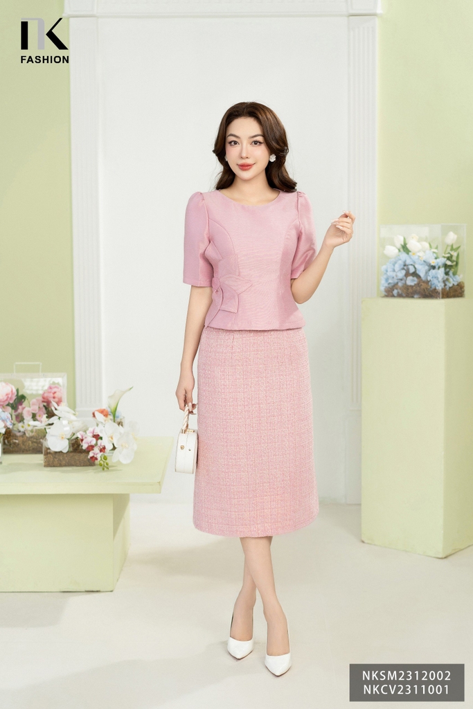 Áo Sơ Mi Hoa Dập Eo Điệu Đà, Cuốn Hút NKSM2312002
