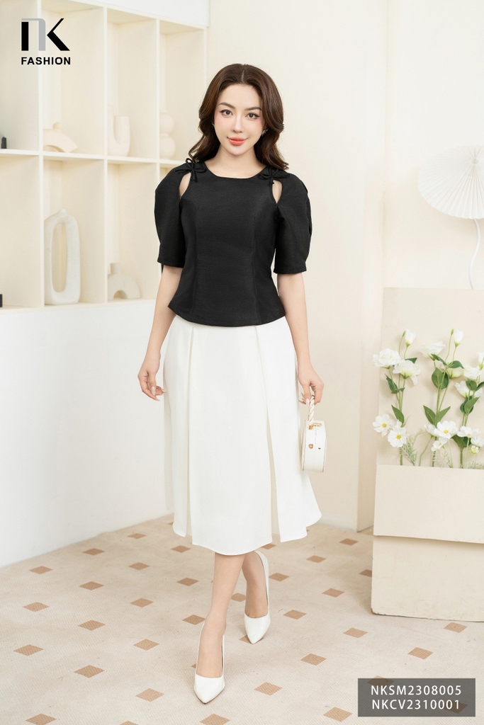 NK FASHION Áo Sơ Mi Xẻ Nách Nơ Quyến Rũ, Cuốn Hút NKSM2308005