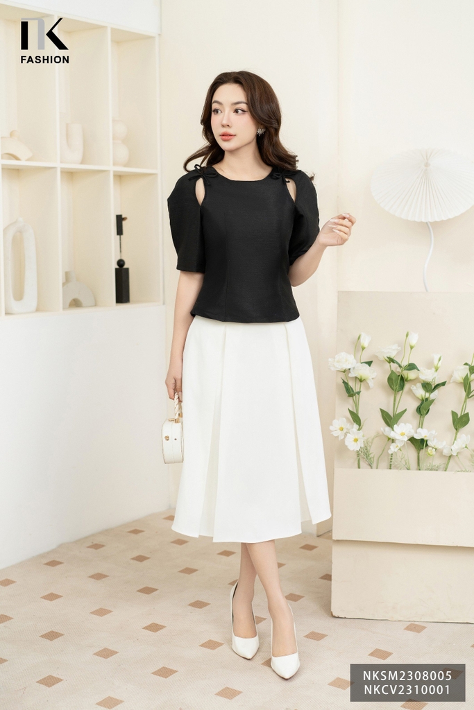 NK FASHION Áo Sơ Mi Xẻ Nách Nơ Quyến Rũ, Cuốn Hút NKSM2308005