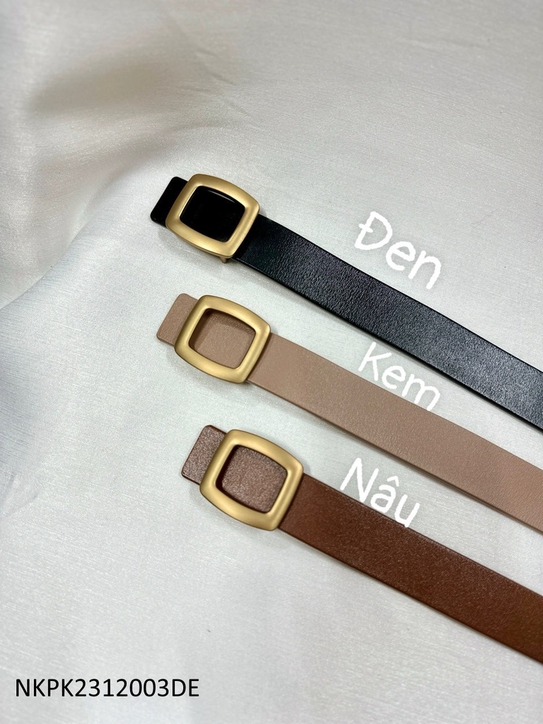 Thắt Lưng, Đai Da Chữ Nhật Ánh Đồng Nữ NK Fashion Bản Nhỏ, Đẹp Dây, Nịt Quần Áo Nữ Nhỏ Xinh Hàn Quốc NKPK2312003
