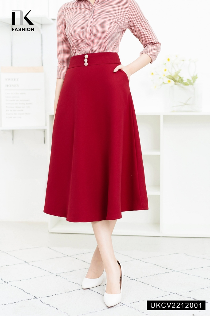 Chân Váy Xòe UK FASHION 2 Lớp Phong Cách Công Sở Chất Vải Nhập Hàn Dày Dặn Cao Cấp UKCV2212001