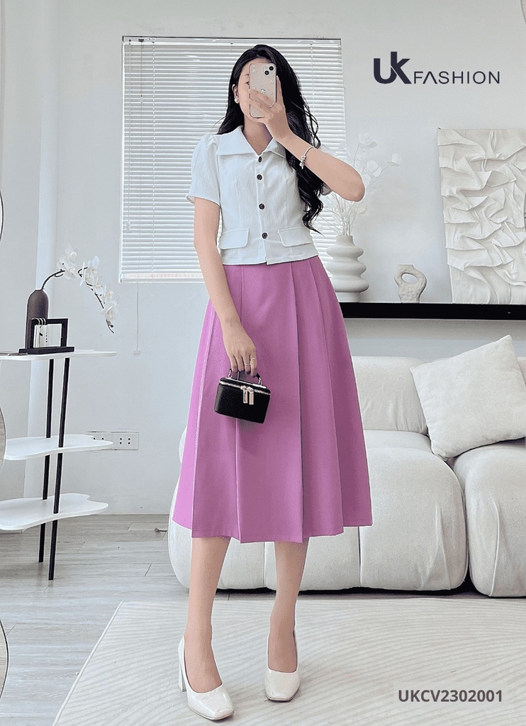 Chân Váy Xòe UK FASHION Kiểu Dáng Trẻ Trung Thanh Lịch Chất Vải Nhập Hàn Cao Cấp Không Nhăn Xù UKCV2302001