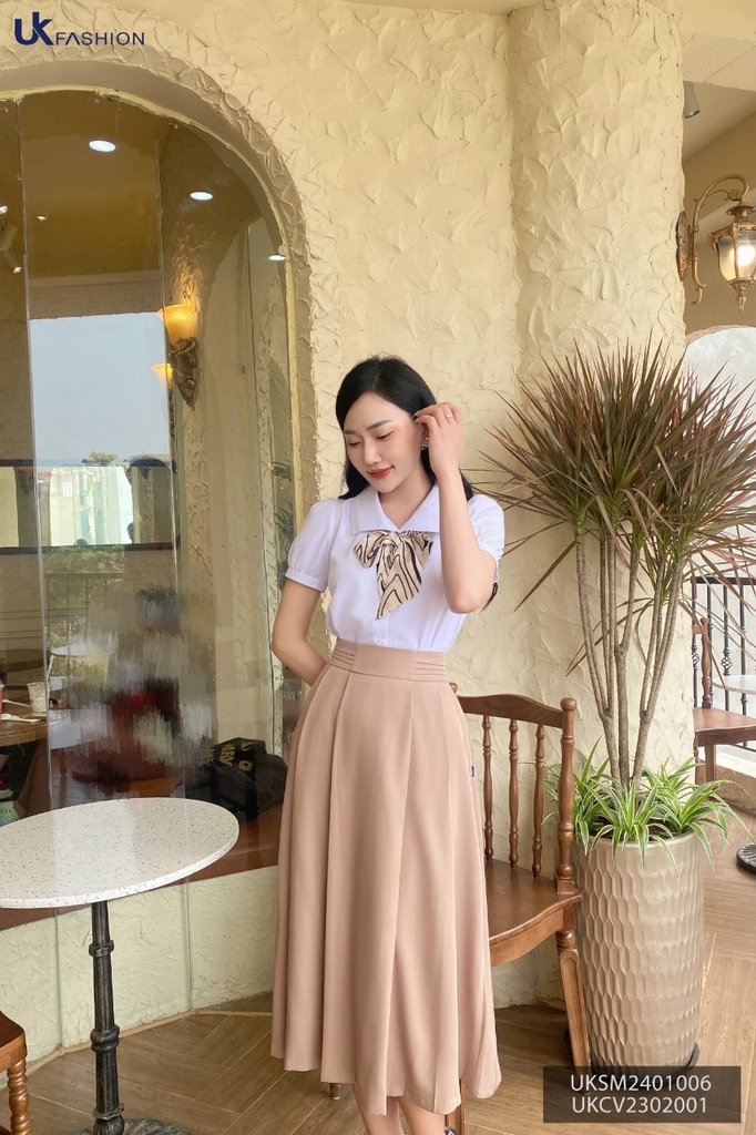 Chân Váy Xòe UK FASHION Kiểu Dáng Trẻ Trung Thanh Lịch Chất Vải Nhập Hàn Cao Cấp Không Nhăn Xù UKCV2302001