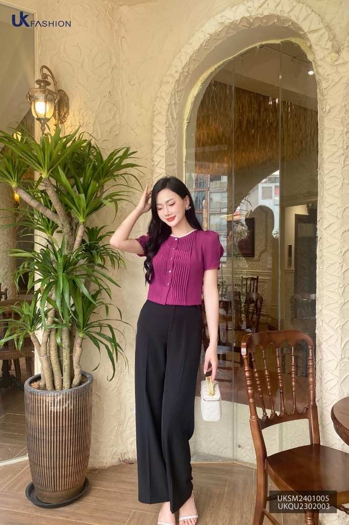 Quần Ống Rộng UK FASHION Thiết Kế Cạp Cao Tôn Dáng Phong Cách Công Sở Chất Vải Nhập Hàn Cao Cấp UKQU2302003