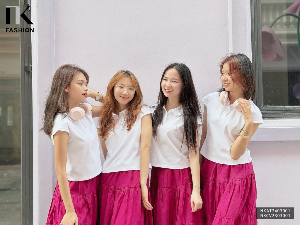NK Fashion Áo Thun Cổ Bẻ Tay Chờm Basic Công Sở Nữ Thiết Kế Cách Điệu, Thanh Lịch, Thoải Mái, Trẻ Trung NKAT2403001